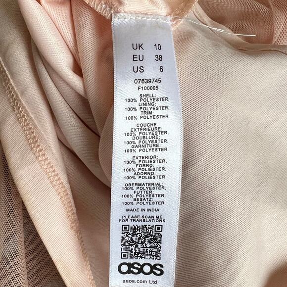 ASOS Fringe Halter Strappy Slip Dress - Women's Size 6 - Peach - Picture 6 of 14